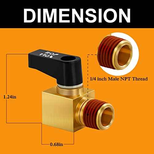 SUNROAD Air Compressor Valve Brass Drain Cock Ball Valve 1/4" NPT Male Thread Air Compressor Accessories 2pcs with Thread Seal Tape with Plastic Case