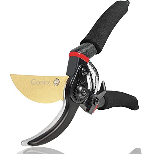 Gonicc 8-Inch Premium Titanium Bypass Pruning Shears - Golden Version
