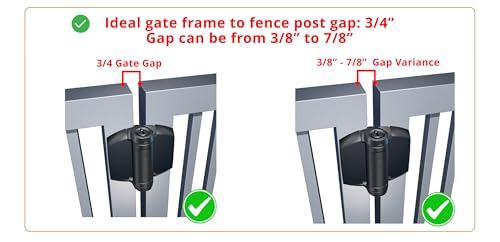 D&D TruClose Regular Metal Gate Hinge Square, Black, Adjustable Gap 3/8–7/8, 2 pcs