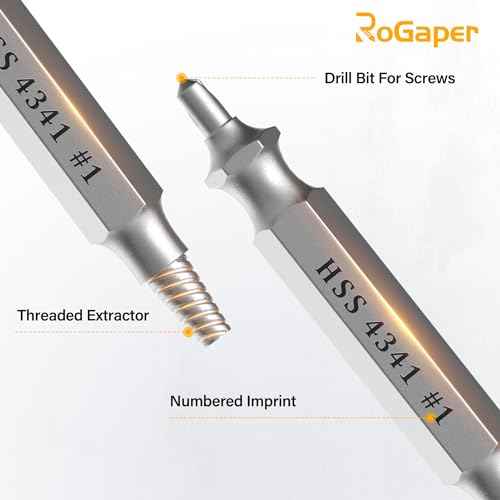Damaged Screw Extractor Set, Remover for Stripped Screws Nuts & Bolts, Drill Bit Tools for Easy Removal of Rusty & Broken Hardware, Superb Gift for Men Broken Bolt Extractor Screw Remover Set