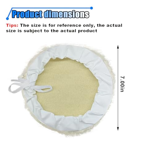 6PCS 7 Inch Car Wool Polishing Pad, Buffing Pad with Drawstring for Car Waxing & Cleaning, Polishing Bonnet for Vehicle, Glass, Furniture, Auto Polisher Pad Kit for Drill Buffer