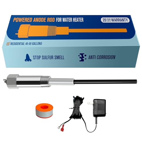 Titanium Powered Anode Rod for Water Heaters - Eliminate Sulfur & Rotten Egg Smell, 40-89 Gallon, Universal Compatibility