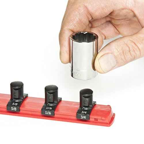 Ernst Manufacturing - 8411-Red-3/8 8411 8-Inch Socket Organizer with 9 3/8-Inch Twist Lock Clips, Red