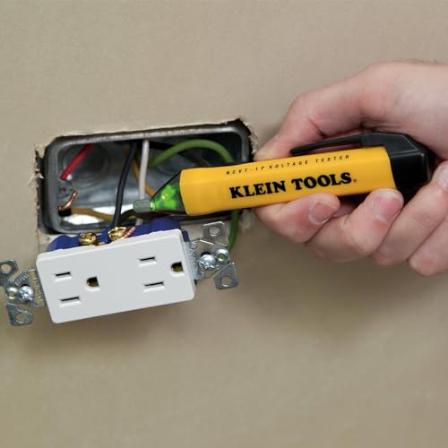 Klein Tools NCVT1P Voltage Tester, Non-Contact Low Voltage Tester Pen, 50V to 1000V AC, Audible and Flashing LED Alarms, Pocket Clip