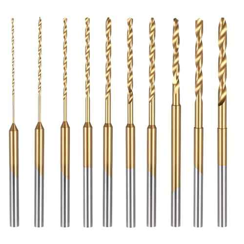 Mini Twist Drill Bit Set, 10Pcs 0.6mm-2.2mm, HSS 2.35mm Micro Drill Bits Set Shank Titanium Coated Tiny Drilling Bits Hole Drilling Tool for DIY, Wood, Jewelry