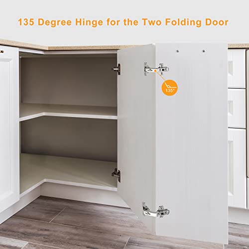 Chibery 2 Pack 135° Full Overlay Lazy Susan Hinge for Corner Kitchen Cabinets