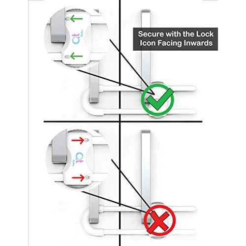 Baby Proofing Cabinet Locks | Adjustable U Shaped Baby Safety Latches for Drawers, Fridge, Closet |Modern Baby Proofing Cabinet Lock with Extra Secure Lock Buttons (Pack of 2, White)