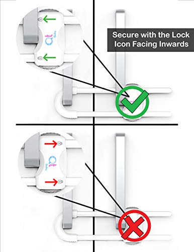 QT BABY Adjustable Baby Proofing Cabinet Locks Pack of 2, White - Child Safety Locks for Drawers, Fridge, Closet