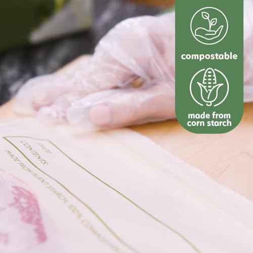 100% Compostable Gloves Disposable Latex Free [One Size Fit Most, 100CT] Food Service Disposable Gloves, Food Prep Cooking Gloves, Eco-Friendly, by Earth's Natural Alternative,Off-white