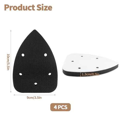 8 PCS Mouse Detail Sanding Interface Pad Hook and Loop, Triangle Sanding Pad with 5 Holes, Come with Triangle Mouse Sandpaper 60 100 120 240 Grit, for Mouse Sander Sandpaper Backing Pad