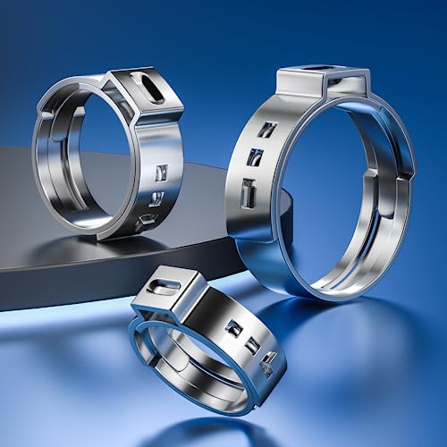 50 PCS 1/2 Inch PEX Cinch Clamp Rings, 304 Stainless Steel Single Ear Hose Clamps for Plumbing and Pipe Fitting Connections, PEX tubing Pipe Fitting by RTHIEAI