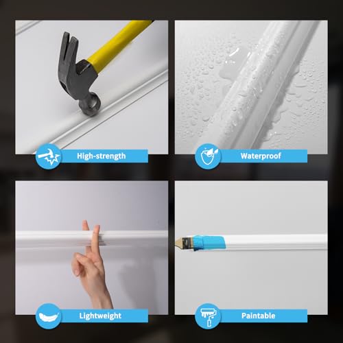 Art3d White Pre-Cut Wall Molding Set - Ready-to-Assemble Decorative Panels, 3 Top & 3 Bottom, Style 1