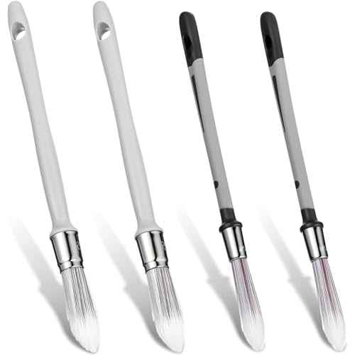 4Pcs Paint Brushes for Walls, 0.45/0.6 Inch Small Paint Brush Edge Painting Tool for Decorating, Round Paints Brushes, Trim Paints Brush for Baseboards, House Wall Corners, Touch up Painting