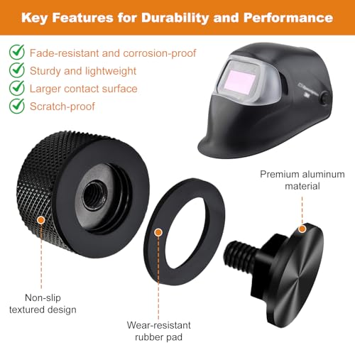 Newace Aluminum Welding Hood Fasteners Pipeliner Helmet Accessories Headgear Replacement Parts Screws 1 Pair(Black)