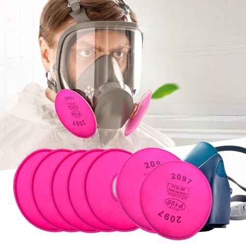 8Pcs 2097 P-100 Particulate Filter Cotton, Activated Carbon Layer Filter Replacement for 6000 6200 6502 6800 7000 FF-4 Series Respirator Mask, Use for Epoxy Resin, Asbestos, Lead Paint, Dust