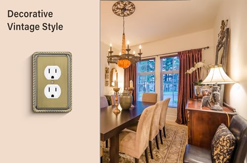Henne Bery Single Duplex Antique Brass Wall Plate - 2 Pack Decorative Switch Cover