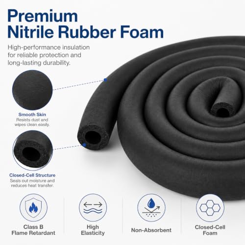 CARGEN 3/4" ID Foam Pipe Insulation for 3/4" OD HVAC AC Refrigerant Lines - 6ft Variation