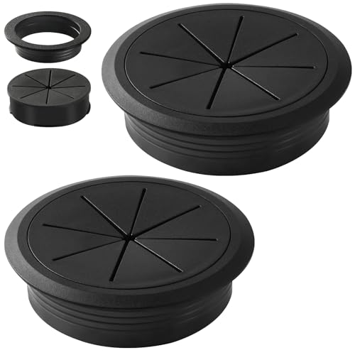 XIOGZAXI 3.1 Inch Black Desk Grommet Hole Cover for Cables, 2 Pieces – Model 3 Variation