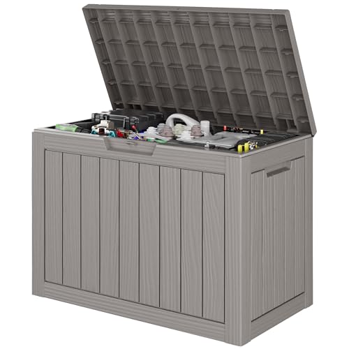 Grey 45 Gallon Outdoor Waterproof Deck Storage Box - GULAIMOAO