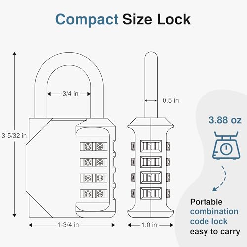 Puroma Pink Rose 4-Digit Waterproof Gym Locker Padlock - Personalized Combination