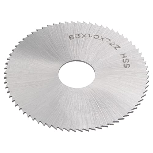 uxcell Circular Saw Blade, 63mm (2-1/2") Dia 1mm Thick 72 Tooth, 6542 High Speed Steel (HSS) Milling Cutter with 16mm Arbor for Wood PVC Aluminum Cutting