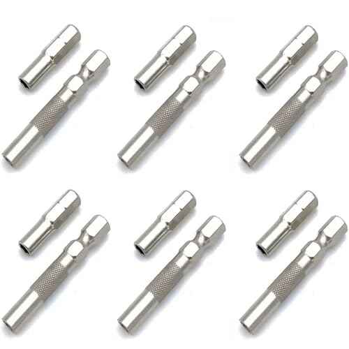 1/4 to 4mm Bit Adapter, Hex Screw Driver Bit Adapter Magnetic,6.35mm Outside To System 4mm Inside Micro Bit Drill Extension Socket Shank for Precision Bits Set Screwdriver Converter (12)