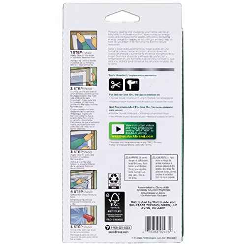 Duck Brand Window Insulation Kit - Winter Seal Kit Fits up to 10 Windows - Rolled Shrink Film Cuts to Size for Easy Indoor Installation - Tape Included - 62 In. by 420 In.- Clear