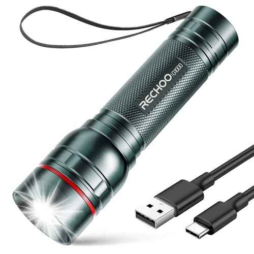 Rechargeable Flashlights High Lumens, G1000 Super Bright Flash Light Grey, Small Zoomable LED Flashlight with 3 Lighting Modes, Portable Tactical Flashlight for Camping Essentials (Battery Included)
