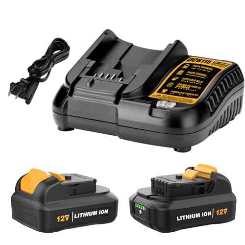 DCB120 12V 4.0Ah Replacement Battery for Dewalt 12V Battery and Charger Kit DCB121 DCB123 DCB122 DCB124 DCB125 DCB127 Compatible with All Dewalt 12 Volt Max Lithium Battery(2 Pcak)