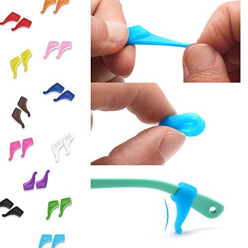 12 Colors Glasses Ear Grip Kids and Adults Sport Eyeglass Strap Holder, Eyewear Retainer, Silicone Anti Slip Holder