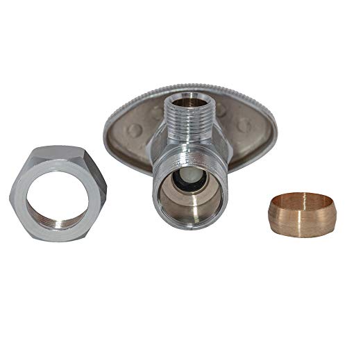 Eastman Multi-Turn Angle Stop Valve with Nut & Sleeve, Chrome, 3/8 in x 5/8 in