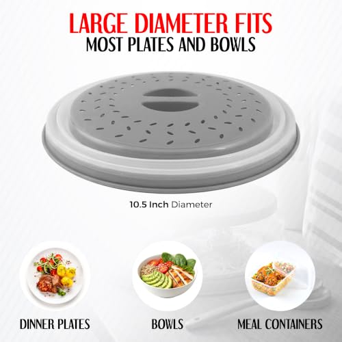 Galleyby Gary Silicone Microwave Splatter Cover, 10.5 Inch, Pack of 2, BPA Free, Dishwasher Safe