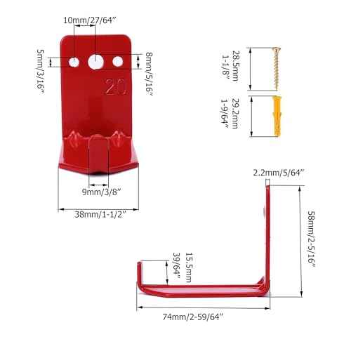 Fire Extinguisher Mount Wall Hook Bracket for Holding up to 20 lbs Extinguishers, Suited for Large and Small Dry Chemical and Water Extinguishers