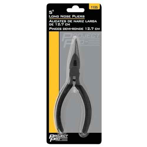 Performance Tool 1105 5-Inch Long Nose Pliers - Heat Treated Alloy Steel, Cushion Grip Handles, Hardened Wire Cutter