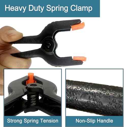 8 Pack 6 Inch Plastic Spring Clamps, Big Clips Heavy Duty, Large Spring Clamps for Woodworking, Backdrop Stand, Crafts, Photography, Banner, Balloon Arch Garland Clips, Strong Clamp with Soft Tips