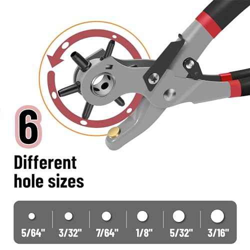 UNCO Leather Hole Punch Tool - Multi Size Punch for Belts & Leather - Belt Punch for Leatherwork