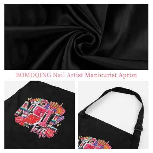 Adjustable Manicurist Apron, Waterproof Nail Tech Apron with 2 Pockets, Professional Cosmetics Apron