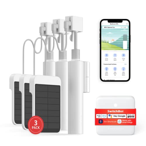 SwitchBot Smart Motorized Blinds Kit - 3 Pack, WiFi Remote, Solar Powered, Alexa & Google Compatible