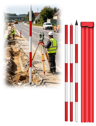 Aluminium Survey Pole 300cm/118.1in – Detachable Centering Rod for Construction & Engineering