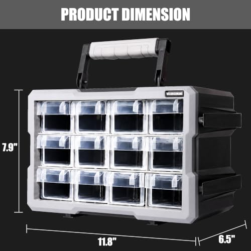 12-Drawer Modular Storage Organizer with Clear Drawers – Heavy-Duty Wall-Mount Cabinet by Velorgemane