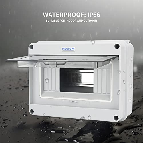 MOLLOM 8-Way Circuit Breaker MCB Distribution Box Waterproof IP65 200x155x92mm