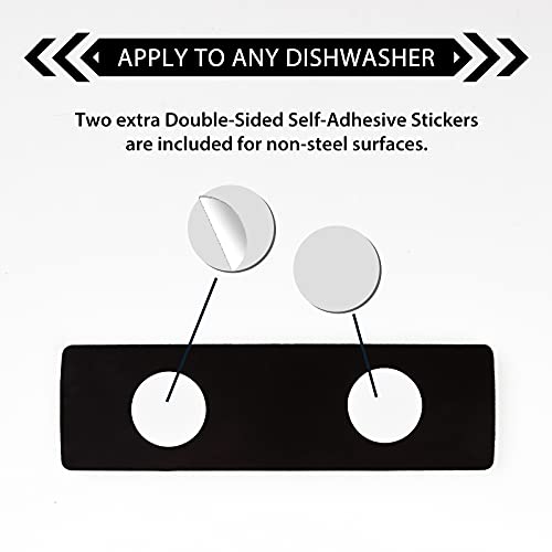 K KitchenTour Dishwasher Magnet Clean/Dirty Sign - Large Text, Silver Frame, 7x2 in, Strong Magnetic, Includes Adhesive Stickers (2-1-abs-black&white)
