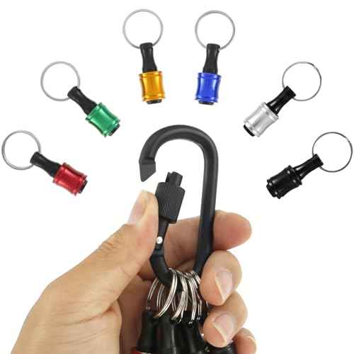 6Pcs 1/4inch Hex Shank Bit Holder Portable Socket Drill Bit Holder Quick Change Aluminum Alloy Long and Short Drill Bit Holder Extension Bar Keychain Drill Bit Holder for Drill Bit