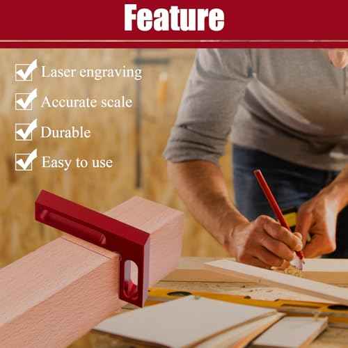 90 Degree Mini Positioning Square, Premium Precision Woodworking Carpenter Corner Tool Right Angle Clamp, for Checking Edge of Carpenter Cutting Tool for Square (Red)