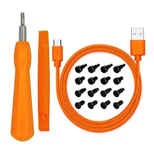 Replacement Ring Doorbell Screwdriver + 20Pcs Doorbell Screws & Charger Charging Cable Cord for Video Doorbell, Video Doorbell 2nd generation 3 and Pro & Elite Ring Doorbell Security Screw (Orange)