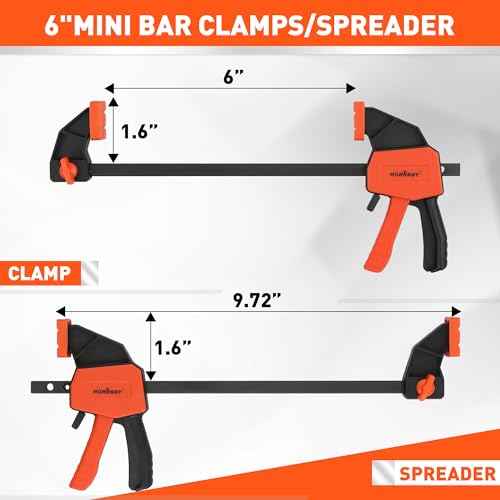 HORUSDY 6" Mini Bar Clamps for Woodworking - 2 Pack Quick Clamps F Clamp with 75 LBS Load Limit