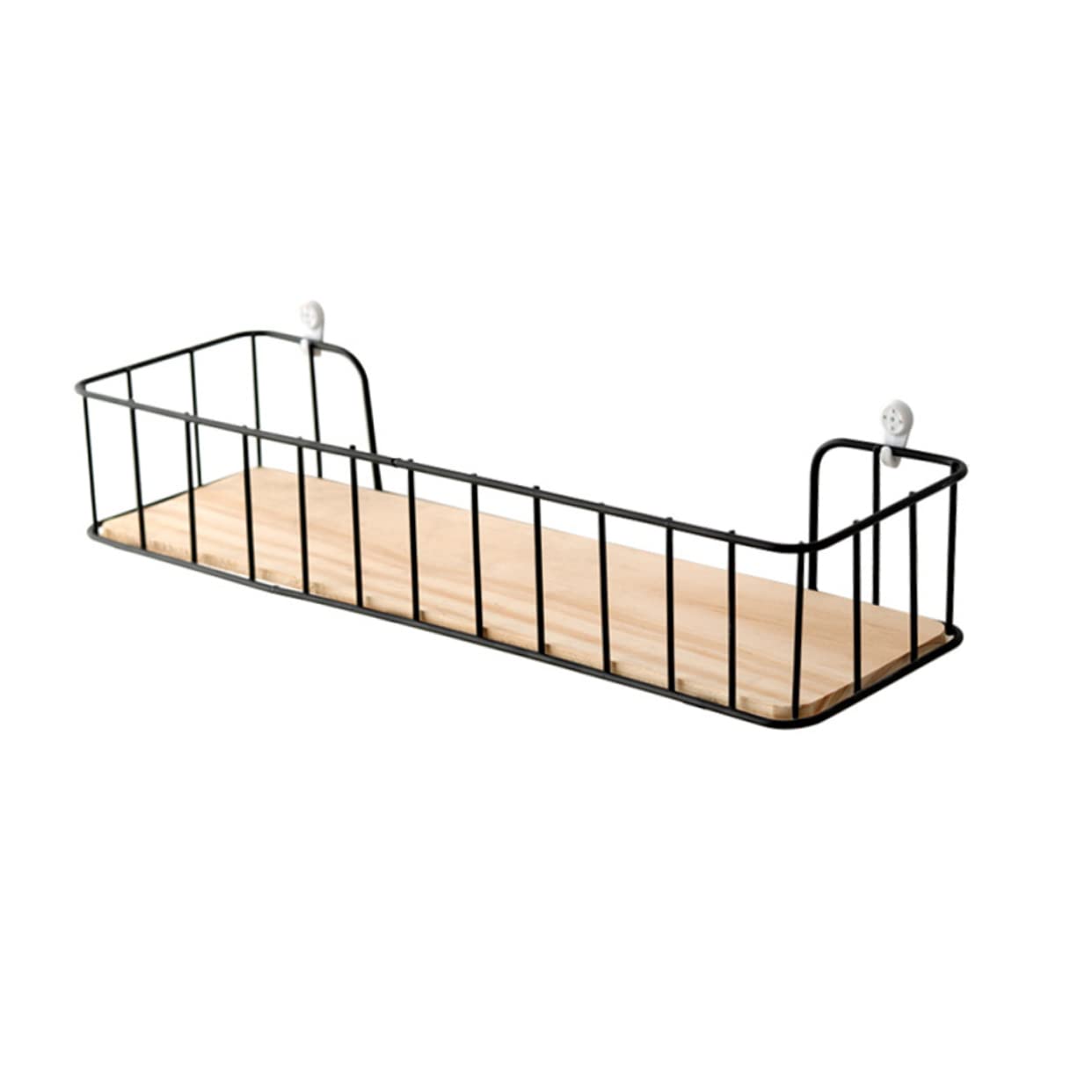 STOBAZA Wall Mounted Storage Rack Black Wrought Iron Shelf with Solid for Living Bedroom Bathroom No Punching Required Convenient Wall Shelf for Organizing