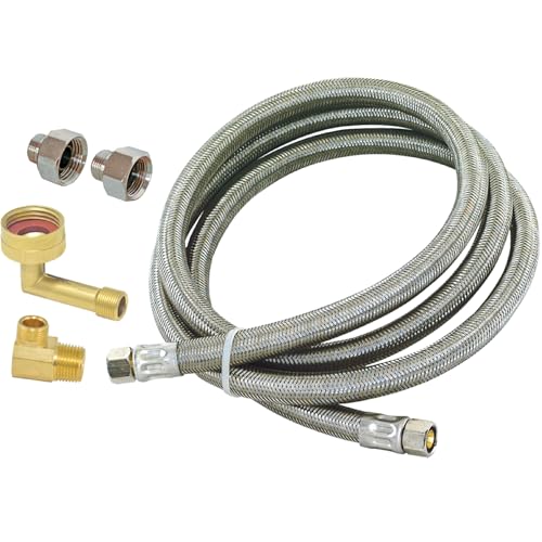 Eastman 12 ft braided stainless dishwasher supply line kit with 3/8 in compression ends