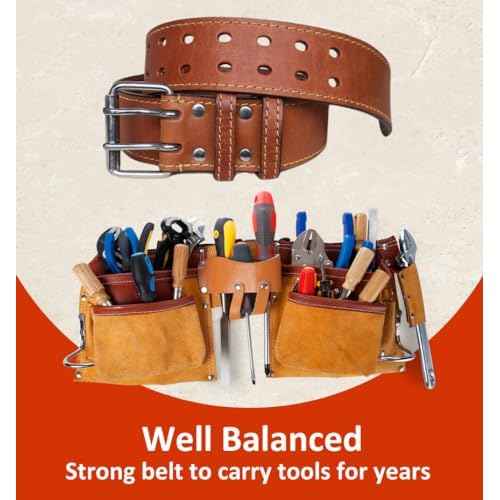 2 Inch Wide Leather Tool Belt for Men Work | Adjustable Oil tanned Belt | Carpenters, Electricians, Contractors