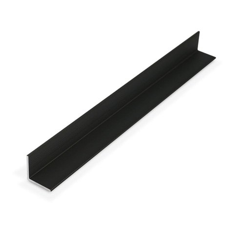 Outwater 3/4in x 3/4in x 1/16in Black Anodized Finish Aluminum Even Leg 90° Angle Moulding, 12ft, Cut to (3) 48in Pieces